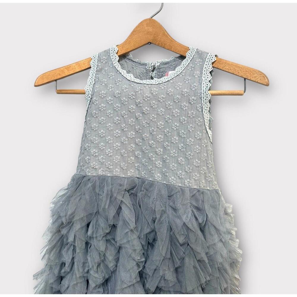 Hudiehua Girls Tutu Dress Tulle Sleeveless Floral Lace Gray Size 130 cm US 8 - Picture 2 of 14